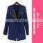 Stylish Lapel Collar Coat Black Zipper Fastening Women Long Sleeves Trench Outerwear