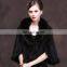 Factory direct supply knitted mink fur cape with fox fur trim