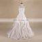 Vintage Boat Neck Pleating Bodice Ruffle Skirt A-Line Wedding Dress Lace Up