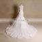 Elegant mermaid sleeveless bling beads bottom tulle and lace wedding dress with beads on the waist