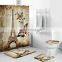 Plant Leaf Shower Curtain Set ,Waterproof Bathroom Shower Curtain with Non-Slip Rugs,Toilet Lid Cover and Bath Mat