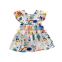 A0119# Summer Girls Dress 2020 Cotton Print Puff Sleeves Backless Kids Clothes Dress