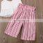 2019 Baby Summer Clothing 1-6Y Infant Kid Baby Girls Clothes Sets White Sleeveless Vest Tops+Striped Wide Leg Pants 2pcs Outfits