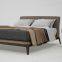 Contemporary wooden bed BB-1703 Solid Ash wood frame with genuine leather upholstery bed