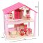Montessori Toddler Children Toys House Simulation House Diy Wooden Dollhouse DIY Pink Doll House Cottage