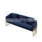 European style 3 seater modern blue fabric sectional couch living room sofa set with chaise