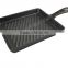 Single handle thread interior bottom cast iron grill pan china supplier