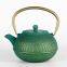 Personalized Golden Green Teaware Chinese Enamel Tea Sets Japanese Tetsubin Tea Kettle Cast Iron Teapot