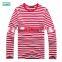 custom round O neck long sleeves stripe t shirt