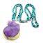 NE2276 Fashion colorful turquoise beads knotted purple druzy necklace                        
                                                Quality Choice