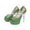 China Guangzhou High Quality Hand-made Shoes Woman, Patent Leather Corpion Heels Shoes Metal Scorpion High Heels Platform