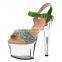 8 Inch High Heel Rhinestone Stilettos Ladies Fashion Sexy Crystal Shoes Hand Made Clear PVC Slippers                        
                                                Quality Choice