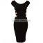 Hot sale 2015 new fashion black sexy tight women sleeveless bodycon evening club black hollow backless evening dress