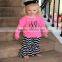 2016 fashion black white chevron pants fall winter baby girls boutique outfit