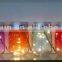 Hanging colorful flicker led solar garden light frosted glass jar