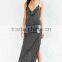South African Elegant With Sexy Party Plunge Back Striped Maxi Dress