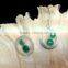 Green Onyx Round Cabochon Earrings, 925 Solid Sterling Silver Earrings, Designer Natural Gemstone Bezel Two Stone DangleEarring,
