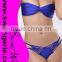 Wrinkle Bikini with Brazilian Bandage Daimond Panty Sexy Fashion Modern Bikini Swimwear NA95-blue