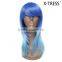 Young women  High quality factory wholesale long synthetic two colors 152g 18inch long wavy colorful party wigs