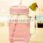 Beverage bottle mason jar drinking glass with handle