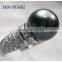 large round tahitian pearl ring in peacock green