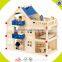 Wholesale fashion new large wooden dollhouse toy colorful kids wooden dollhouse high quality play wooden dollhouse W06A050