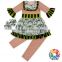 Children Set Clothes Black Coat And Pants With A White Dot Printing Ruffle Baby Girl Boutique Clothing Sets
