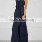 Wholasale Women Apparel Sleeveless V-neck Waist Tie Navy Crepe Jumpsuit(DQE0127J)