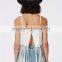 Fringed plain white spaghetti strap cami crop top plain wholesale cheap