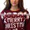 Ladies Christmas Simply Wording Pirnt Long Sleeves Pullover Sweater With Low Price
