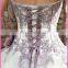CE497 Customized Made In China Appliqued Purple Lace Puffy White Tulle Wedding Dress 2016