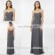 HC2231 Simple strapless sleeveless sweetheart neck ruffled top high waist A-line floor length long grey chiffon evening dress
