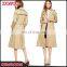 New Design Wide Notch Lapels Ladies Cotton Overcoat Long Sleeve Wholesale Women Trench Coat