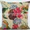 16* Kantha Cushion Pillow Cover Throw work Embroidery Handmade Indian floral print kantha Decorative Traditional Art White