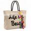 wholesale canvas summer beach tote bag with colorful tassel large waterproof beach tote
