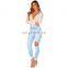 DiZNEW Summer Wear Boyfriend Skinny Design Women Ripped Jeans