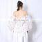 TWOTWINSTYLE Hit Color Patchwork Ruffle Women's Shirt Square Collar Lantern Sleeve Lace Up Bowknot