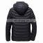 Washable Rechargeable 12V USB Men's Heating Electric Battery Heated Winter Down Hooded Jacket for Men