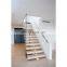 Interior straight wooden mono steel beam straight staircase with cable railings design