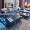 European modern Luxury  home theater living room sofa set furniture with LED lights For Prefab House