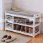 wooden sitting Storage Bench with basket Drawers & Seat Cushion for Shoe Cabinet