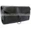 black top-grain cowhide leather hanging toiletry bag makeup organizer travel wash bag for men