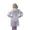Economic Nonwoven White Lab Coat with Machine Stitched Hook&Loop