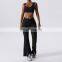3 Pcs Sexy Gym Strappy Sports Bras Sets Custom Logo High Waist Flared Yoga Leggings