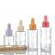 Clear glass dropper bottle round multi colors dropper cap perfume skin care oil serum essential oil dropper bottles
