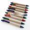 Plastic clip ballpoint pen with recycled paper barrel