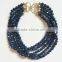 Faced beads fives strands statement bib collar necklace