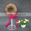 Blank knit hat winter acrylic baby knitting hat patterns with raccoon fur ball