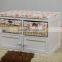 Wood Shoe Cabinet With Wicker Drawer Hallway Bench Seat Basket Storage Doors