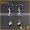 Cheap bulk 925 sterling silver long drop earrings fashionable yellow zirconia long earring jewelry china wholesale